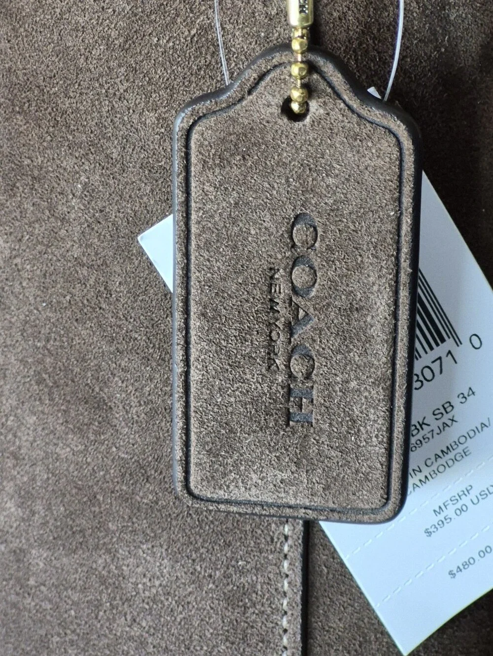 NWT Coach Brooklyn Shoulder Bag 28 In Brown Suede